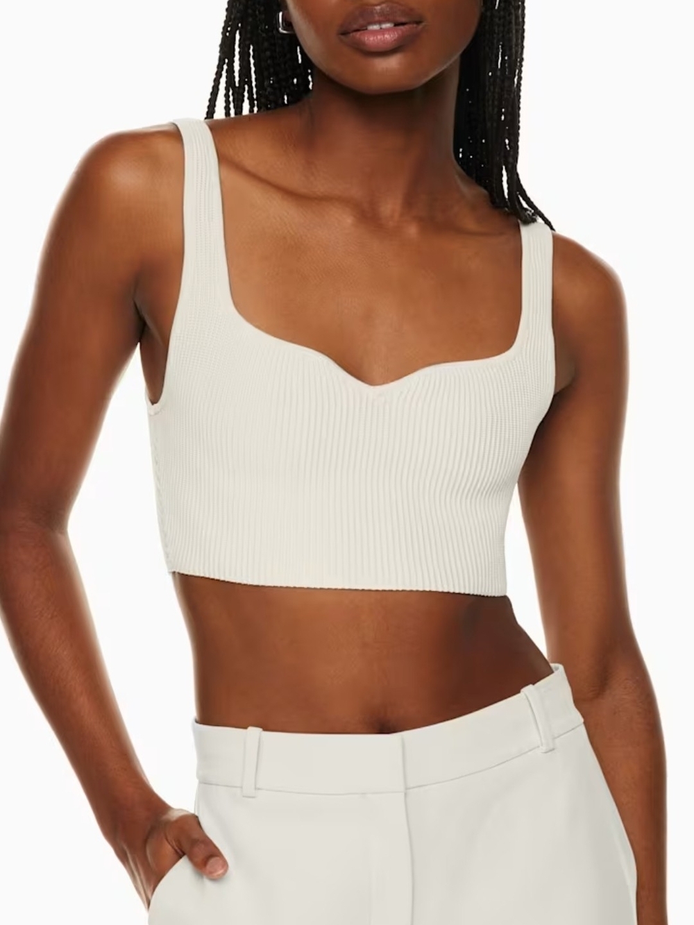 ARITZIA BABATON Sculpt Knit Notch light gray crop Tank